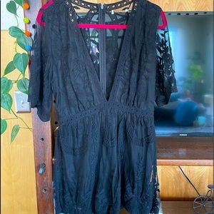 Honey punch lace romper